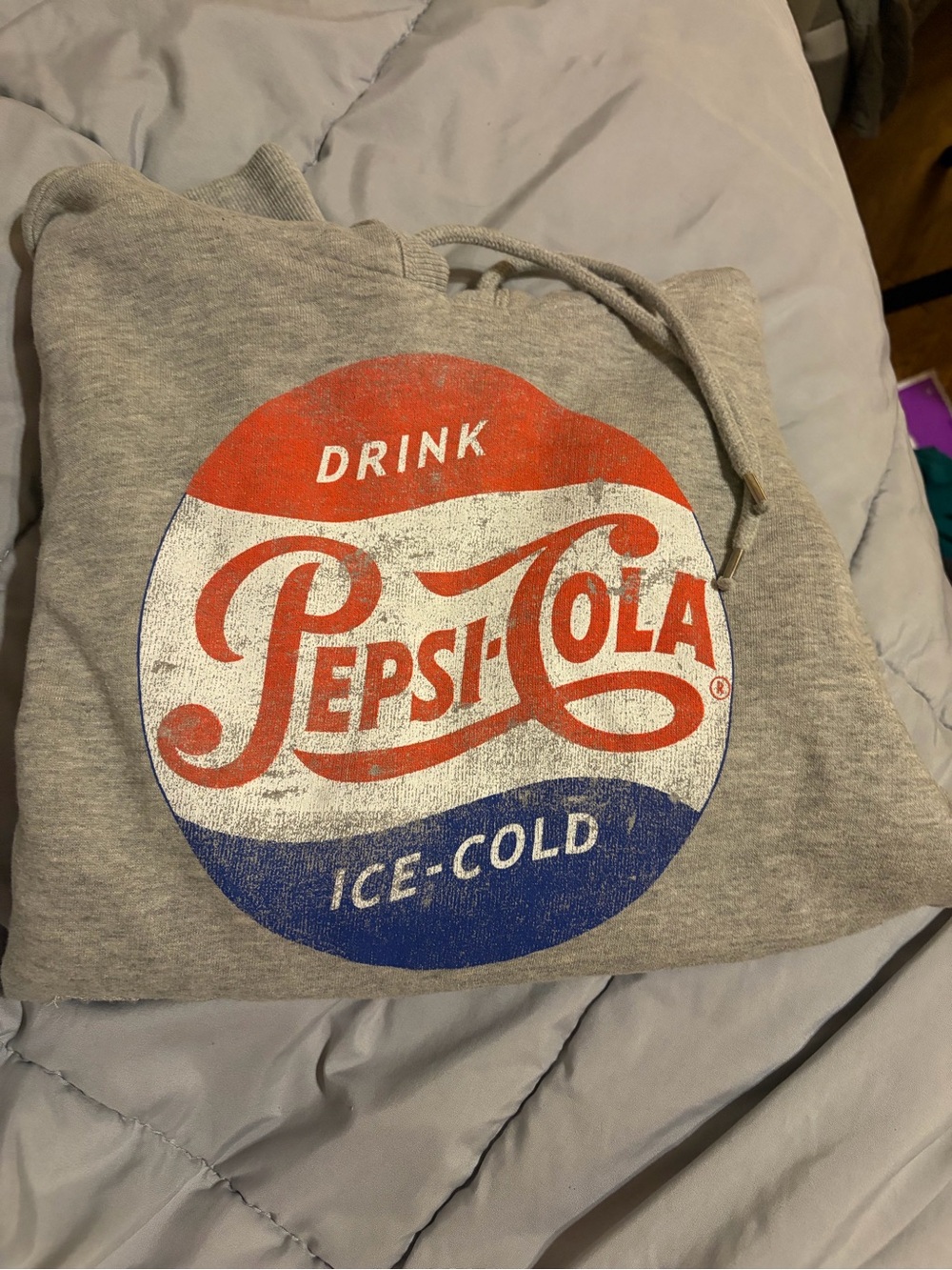 Pepsi Women’s Crewneck Sweatshirt - Gray with Red & Blue Logo